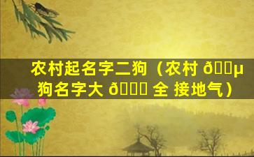 农村起名字二狗（农村 🌵 狗名字大 💐 全 接地气）